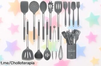 Increíble juego de utensilios de cocina de silicona con 15 piezas y mango inoxidable a un precio que es un chollazo, ¡déjate llevar por la creatividad sin complicaciones!