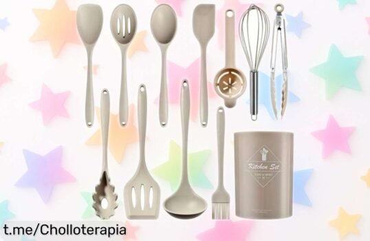 Increíble juego de utensilios de cocina de silicona con mango de acero a precio regalado, no puedes dejar pasar esta oportunidad para cocinar como un chef.