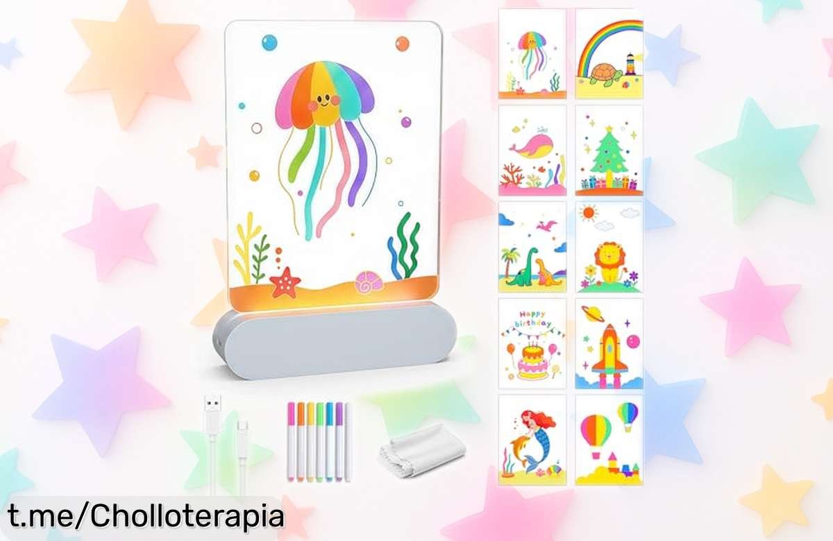 Increíble lámpara infantil Focenat con bolígrafo para dibujar, luces de colores y brillo ajustable a un precio tan bajo que no te lo puedes creer ¡Haz brillar la creatividad de tus peques ya!