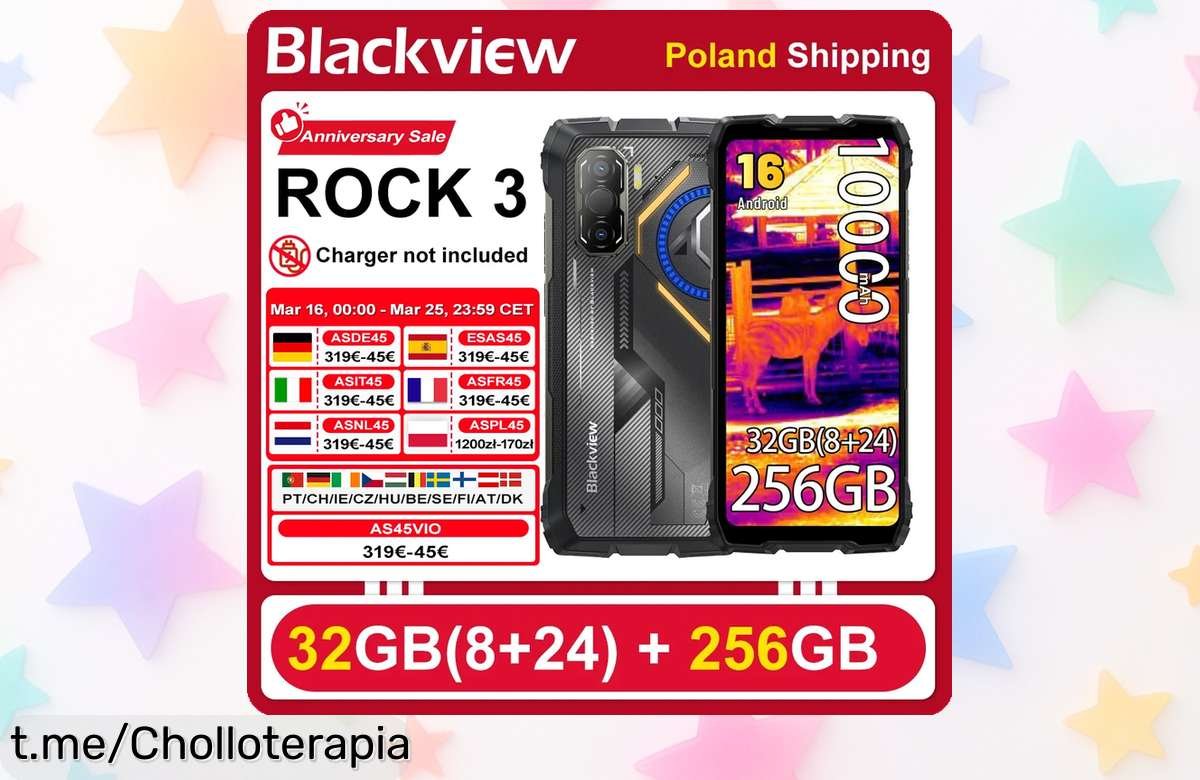 Increíble móvil todoterreno Blackview ROCK 3 con batería brutal y pantalla gigante, ¡ahora a un precio regalado que vuela! No dejes pasar esta oportunidad única.
