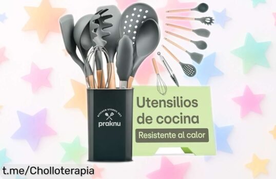 Increíble pack de 8 utensilios de cocina Praknu con mangos que no se calientan y silicona resistente, ¡un precio rebajado que no puedes dejar escapar!