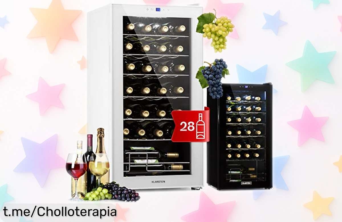 Increíble vinoteca Klarstein Shiraz para 28 botellas, ajusta la temperatura y luce tus vinos; ¡ofertón a precio de risa que no puedes dejar escapar!
