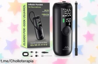 Inflador portátil Woowind que llena tus ruedas de coche, bici y moto al instante, ¡rebaja arrasadora! No te quedes sin aire: aprovecha este descuentazo ya mismo.