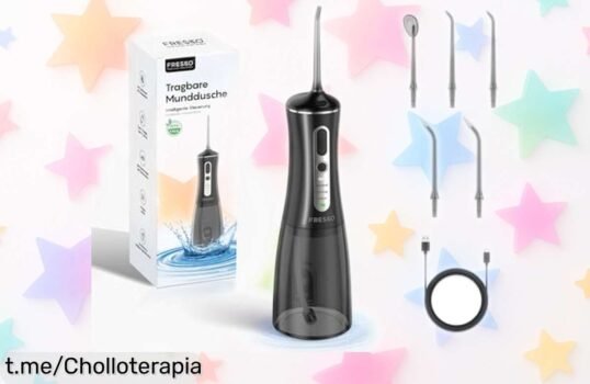 Irrigador dental portátil Fresko a precio loco, cuida tu sonrisa con 4 modos y 5 boquillas; ¡hazte un favor y adquiere esta rebaja extraordinaria antes de que se agote!