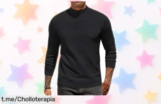 Jersey Henley de punto Coofandy para hombre, abrígate con estilo y renueva tu look a un precio loco que no puedes dejar escapar ¡No te quedes sin el tuyo!