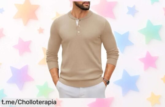 Jersey de manga larga COOFANDY con cuello henley a precio loco: renueva tu estilo hoy y deslumbra con elegancia sin complicaciones. ¡No te quedes sin el tuyo!