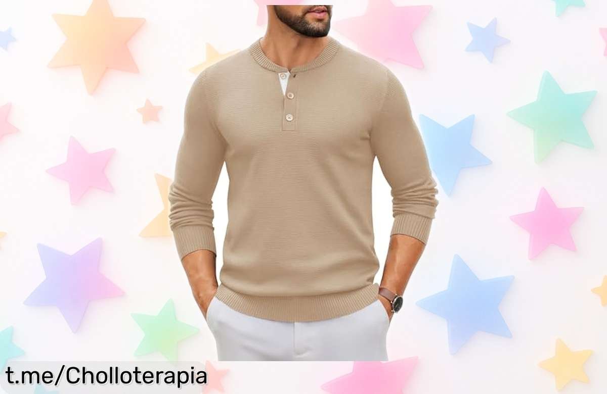 Jersey de manga larga COOFANDY con cuello henley a precio loco: renueva tu estilo hoy y deslumbra con elegancia sin complicaciones. ¡No te quedes sin el tuyo!