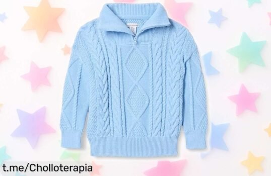 Jersey de punto con cremallera y cuello alto para niño Amazon Essentials a un precio loco, ideal para el frío y super resistente. ¡No dejes pasar esta oportunidad única!