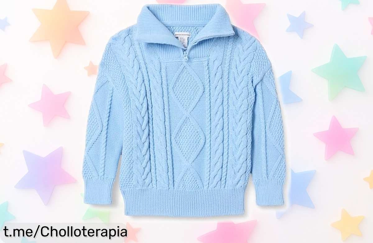 Jersey de punto con cremallera y cuello alto para niño Amazon Essentials a un precio loco, ideal para el frío y super resistente. ¡No dejes pasar esta oportunidad única!