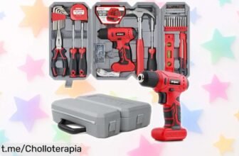 Kit de herramientas HiSpec con taladro inalámbrico 8V y 57 piezas al mejor precio; ¡aprovecha este super chollo y haz tus arreglos más fáciles y divertidos!