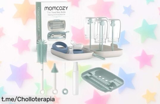 Kit de limpieza 7 en 1 Momcozy para biberones: chollazo que lo deja todo limpio y organizado, ¡no te quedes sin el tuyo y disfruta la serenidad en casa!