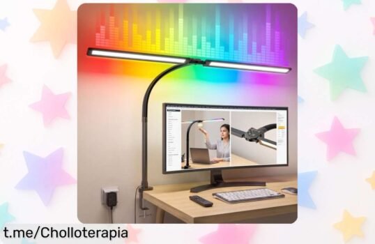 Lámpara de escritorio LED Celiser con luces RGB y pinza regulable, un brillo alucinante a precio de escándalo para iluminar tu mundo hoy mismo.