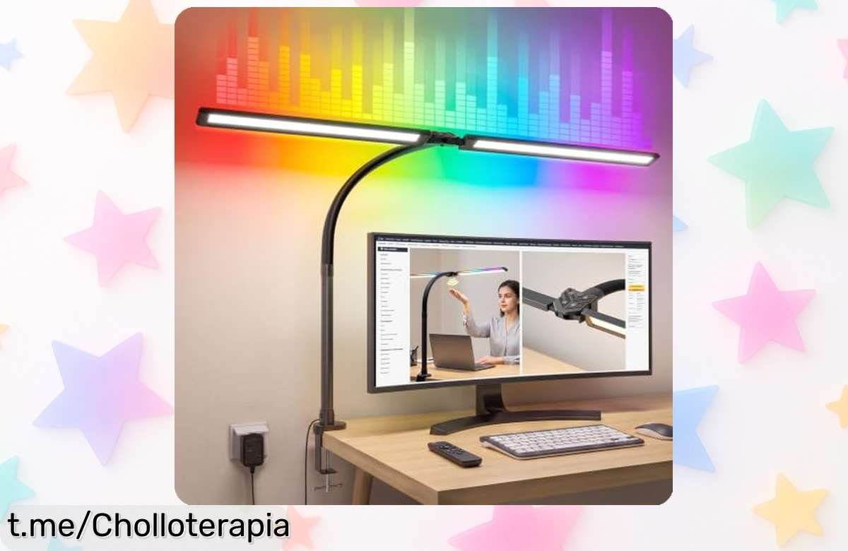 Lámpara de escritorio LED Celiser con luces RGB y pinza regulable, un brillo alucinante a precio de escándalo para iluminar tu mundo hoy mismo.
