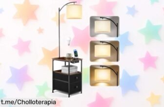 Lámpara de pie con mesa y cajones para tenerlo todo a mano, ¡un ofertón que ilumina tu vida y simplifica tus días como nunca antes!