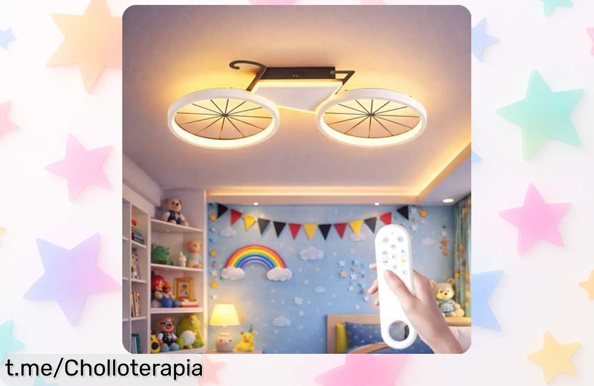 Lámpara infantil de techo en forma de bicicleta: un detalle que enamora a los peques y, ¡con precio rebajado! No te quedes sin crear el mágico ambiente que sueñan.