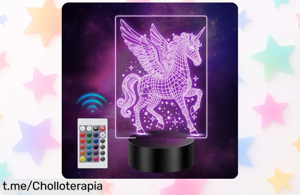 Lámpara unicornio 3D con luces de colores y mando a distancia, ilumina la habitación de los peques a un precio soñado que no te puedes perder. ¡Hazlo tuyo ya!
