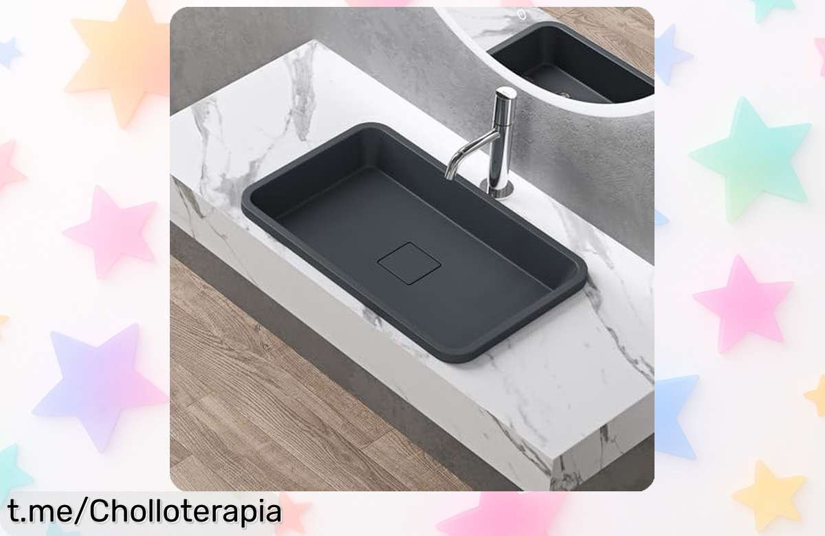 Lavabo minimalista de mármol fundido con desagüe incluido, ¡un ofertón irresistible que elevará tu baño a otro nivel! No dejes pasar esta oportunidad única.