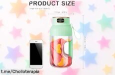 Licuadora portátil recargable USB de 1000 ml: ¡ofertón para llevar batidos frescos a donde quieras y disfrutar momentos deliciosos sin cables ni complicaciones!