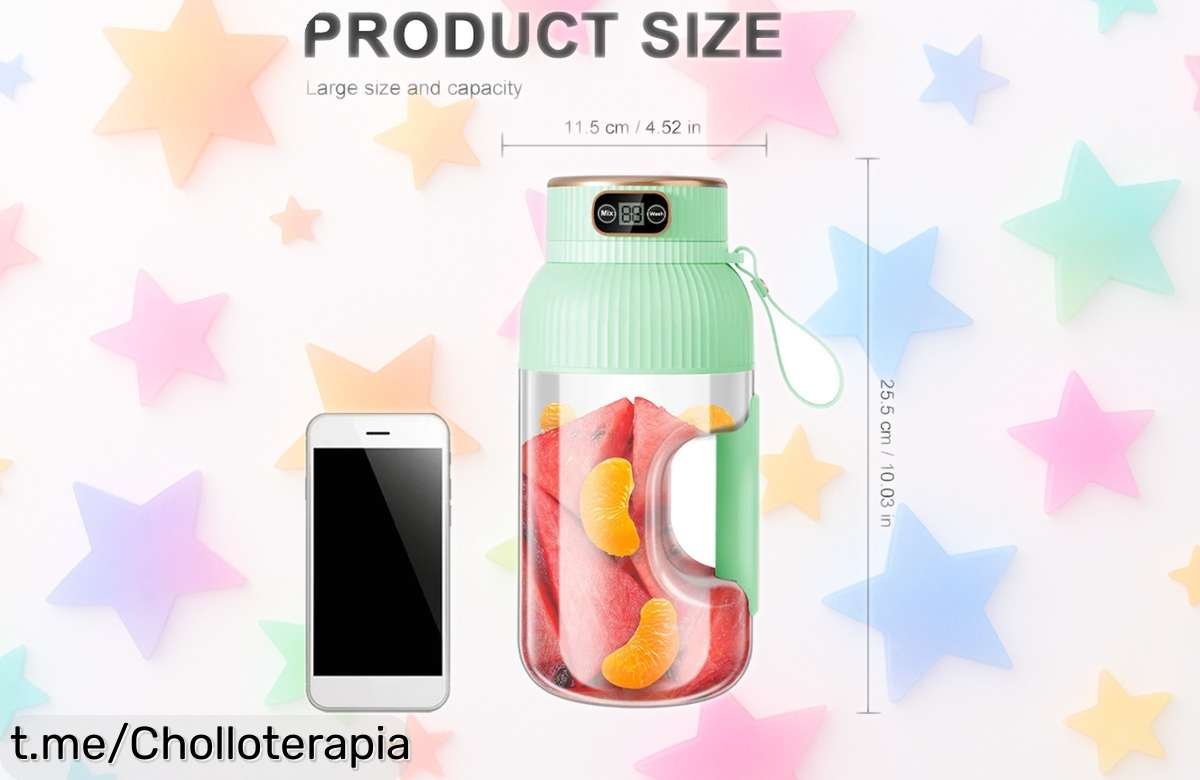 Licuadora portátil recargable USB de 1000 ml: ¡ofertón para llevar batidos frescos a donde quieras y disfrutar momentos deliciosos sin cables ni complicaciones!