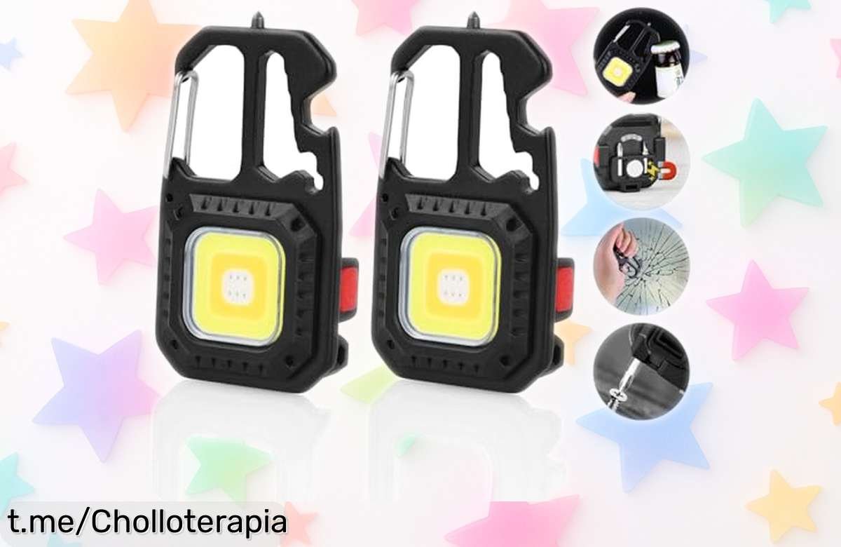 Linterna mini LED URAQT con llavero y abrebotellas, pack de 2 unidades a precio loco: ¡un imprescindible para tus aventuras! ¿Te lo vas a perder?