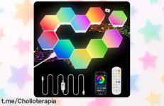Luces led hexagonales URAQT en pack de 10 que transforman tu espacio y se mueven al ritmo de la música, ¡aprovéchalas a un precio tirado antes de que se acaben!