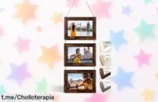 Marcos para fotos en nogal con 3 huecos horizontales, oferta brutal de locura que iluminará tus paredes y llenará tu hogar de recuerdos preciosos. ¡No te lo pierdas!
