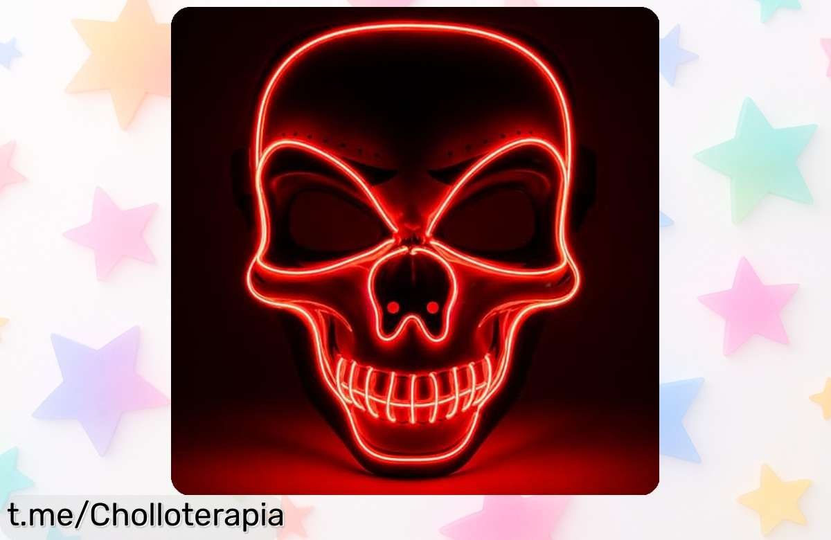Máscara LED de calavera TK Gruppe Timo Klingler: El detallazo luminoso a precio loco que hará que todas las miradas sean para ti en Halloween o carnavales. ¡No te quedes sin la tuya!