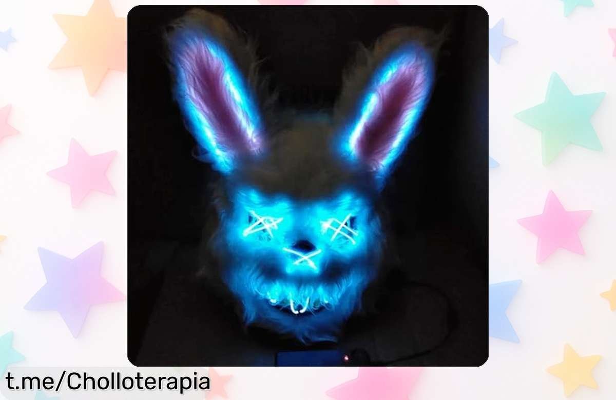 Máscara de conejo terrorífica TK Gruppe con luces LED: un ofertón impresionante para asustar en fiestas y disfrutar una y otra vez, ¡no te quedes sin la tuya!