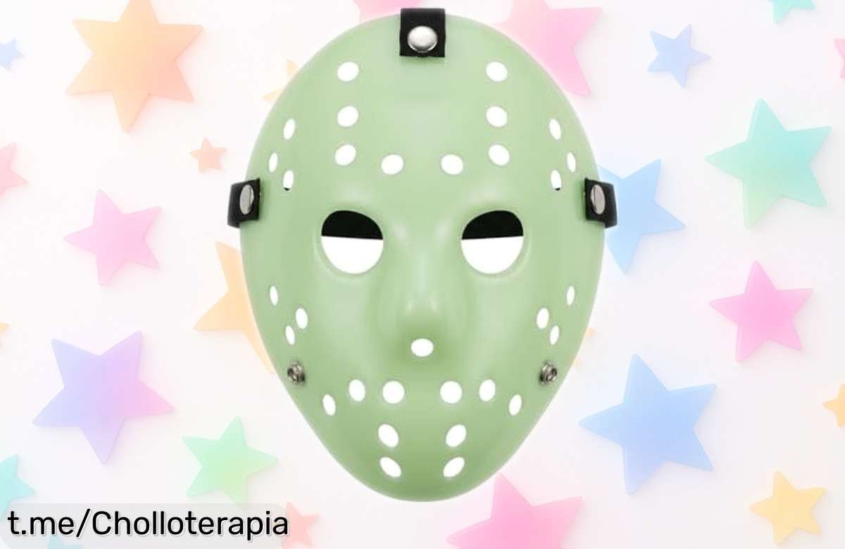 Máscara de hockey vintage Boolavard que mola un montón: súper resistente y ajustable, ¡chollazo para Halloween que no puedes dejar escapar!