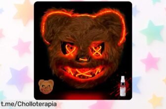 Máscara de oso sangrienta SunTaYon con luces LED y spray de sangre falsa, un ofertón que alegrará tus fiestas y dejará a todos impactados. ¡Hazla tuya ya antes de que se acaben!