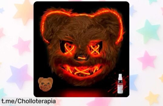 Máscara de oso sangrienta SunTaYon con luces LED y spray de sangre falsa, un ofertón que alegrará tus fiestas y dejará a todos impactados. ¡Hazla tuya ya antes de que se acaben!
