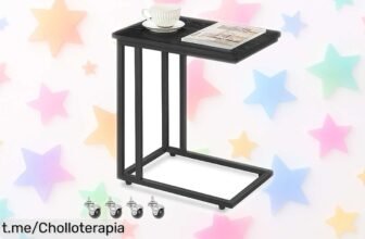 Mesa auxiliar con ruedas VASAGLE BARNET LNT050B56, ideal para desayunos o trabajar en cualquier rincón, ¡súper práctica y ahora a un precio de escándalo que no puedes dejar pasar!