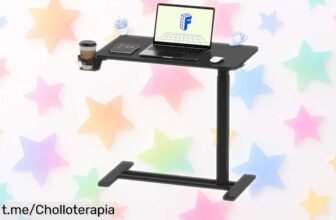 Mesa auxiliar elevable FLEXISPOT con ruedas ocultas y portavasos: ¡aprovecha este ofertón antes de que se agote y dale un toque práctico a tu hogar!