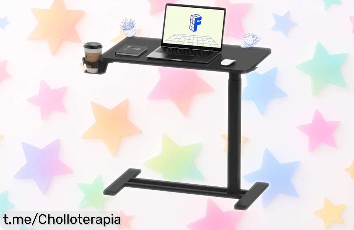 Mesa auxiliar elevable FLEXISPOT con ruedas ocultas y portavasos: ¡aprovecha este ofertón antes de que se agote y dale un toque práctico a tu hogar!