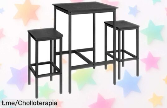 Mesa de bar con 2 taburetes Vasagle a precio loco, ahorra espacio y crea tu rincón ideal sin complicaciones, ¡no dejes pasar este super chollo que te encantará!
