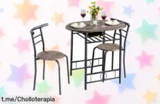 Mesa de comedor con 2 sillas Yaheetech a precio loco: perfecta para aprovechar cada rincón y darle un toque práctico y stylish a tu hogar. ¡No te lo pierdas, es una ocasión única!