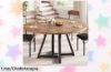 Mesa de comedor redonda Jocoevol para 4 personas, transforma tu hogar con este ofertón increíble y dale un toque industrial que amarás. No te lo pierdas, ¡es ahora o nunca!