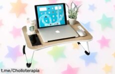 Mesa plegable de desayuno Unycos para portátil o libros, ¡ofertón porque su precio ha caído en picado! Llévate la tuya y disfruta cada mañana como nunca.