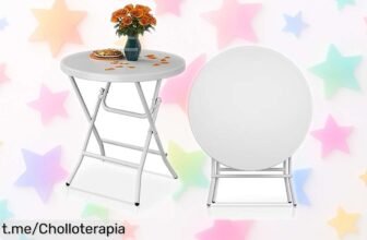 Mesa plegable redonda YITAHOME, el ofertón que esperabas para tu jardín o playa; calidad increíble a precio regalado, ¡no dejes pasar esta oportunidad única!