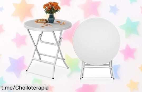 Mesa plegable redonda YITAHOME, el ofertón que esperabas para tu jardín o playa; calidad increíble a precio regalado, ¡no dejes pasar esta oportunidad única!