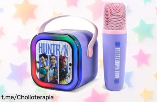 Mini karaoke inalámbrico KPop Demon Hunters con altavoz LED y micrófono a un precio loco, ¡anima tus noches de fiesta y saca al artista que llevas dentro!