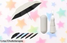 Mini paraguas plegable Vogue: ofertón increíble que te acompaña a donde vayas, protegiéndote del sol y la lluvia. ¡No dejes pasar esta oportunidad para estar siempre listo!