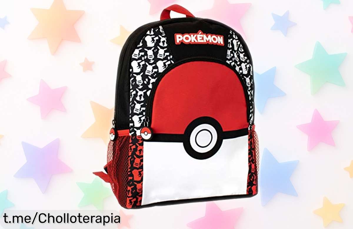 Mochila Pokémon oficial para niños, ¡perfecta para el cole! Aprovecha este precio de ganga y deja que tu pequeño presuma con su diseño único. ¡No te quedes sin ella!