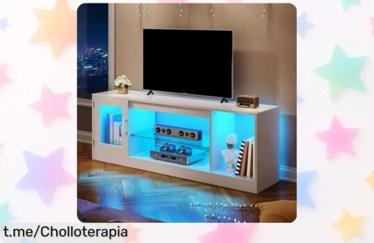 Mueble TV YITAHOME con luces LED y espacio a raudales, el chollo que hará brillar tu salón o habitación ¡No dejes pasar esta oportunidad única!