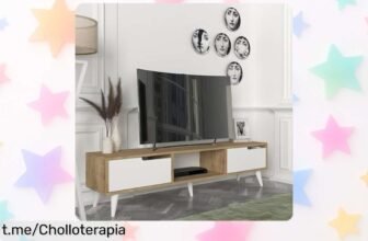 Mueble de TV Kullila con diseño moderno que ahorra espacio, ¡un ofertón para tener tu salón ordenado y sin cables! No te lo pierdas, última oportunidad para llevarlo ya.