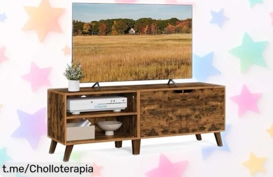Mueble de TV VASAGLE con estilo rústico: un ofertón que transformará tu sala y mantendrá todo ordenado. ¡No te lo pierdas, dale vida a tu hogar hoy mismo!