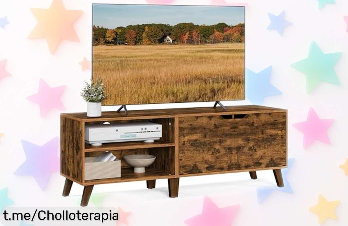 Mueble de TV VASAGLE con estilo rústico: un ofertón que transformará tu sala y mantendrá todo ordenado. ¡No te lo pierdas, dale vida a tu hogar hoy mismo!
