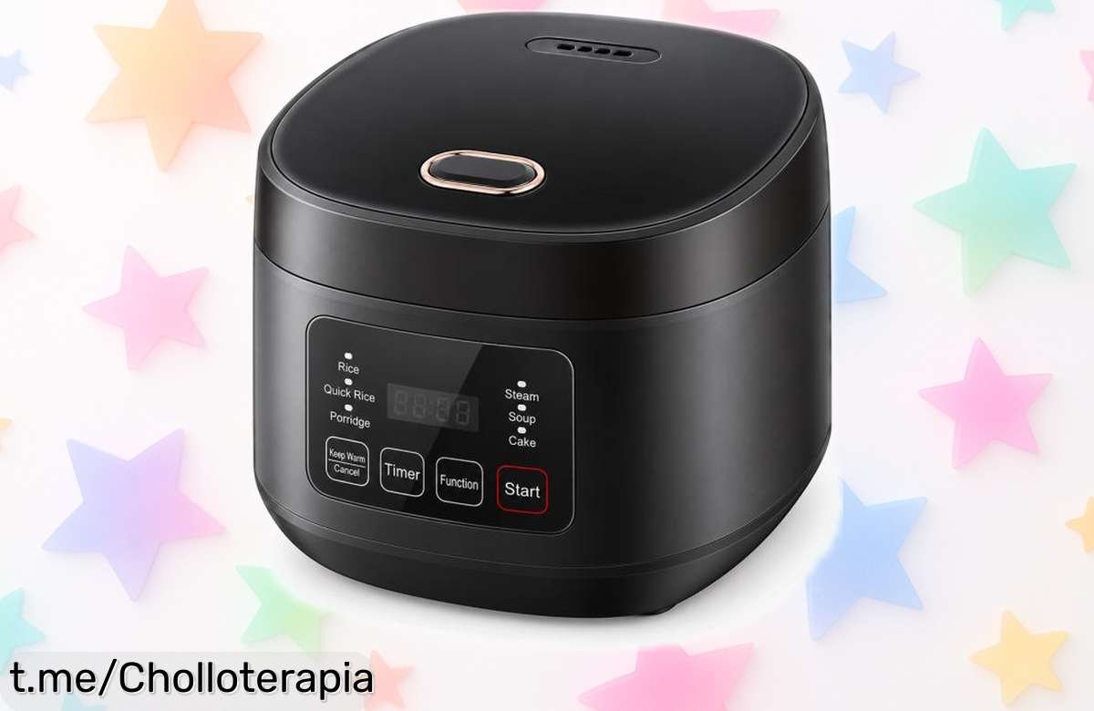 Olla arrocera eléctrica de 3 litros para 1-3 personas, chollo increíble con función vapor que hará tus cenas súper fáciles y rápidas, ¡no te quedes sin la tuya antes de que se agoten!