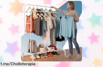 Organiza tu ropa con el perchero burro PORTENTUM de acero resistente y aprovecha este ofertón que te ayuda a liberar espacio sin complicaciones. ¡No te quedes sin él!