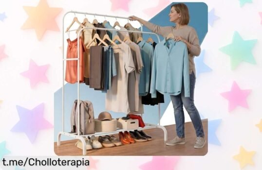 Organiza tu ropa con el perchero burro PORTENTUM de acero resistente y aprovecha este ofertón que te ayuda a liberar espacio sin complicaciones. ¡No te quedes sin él!